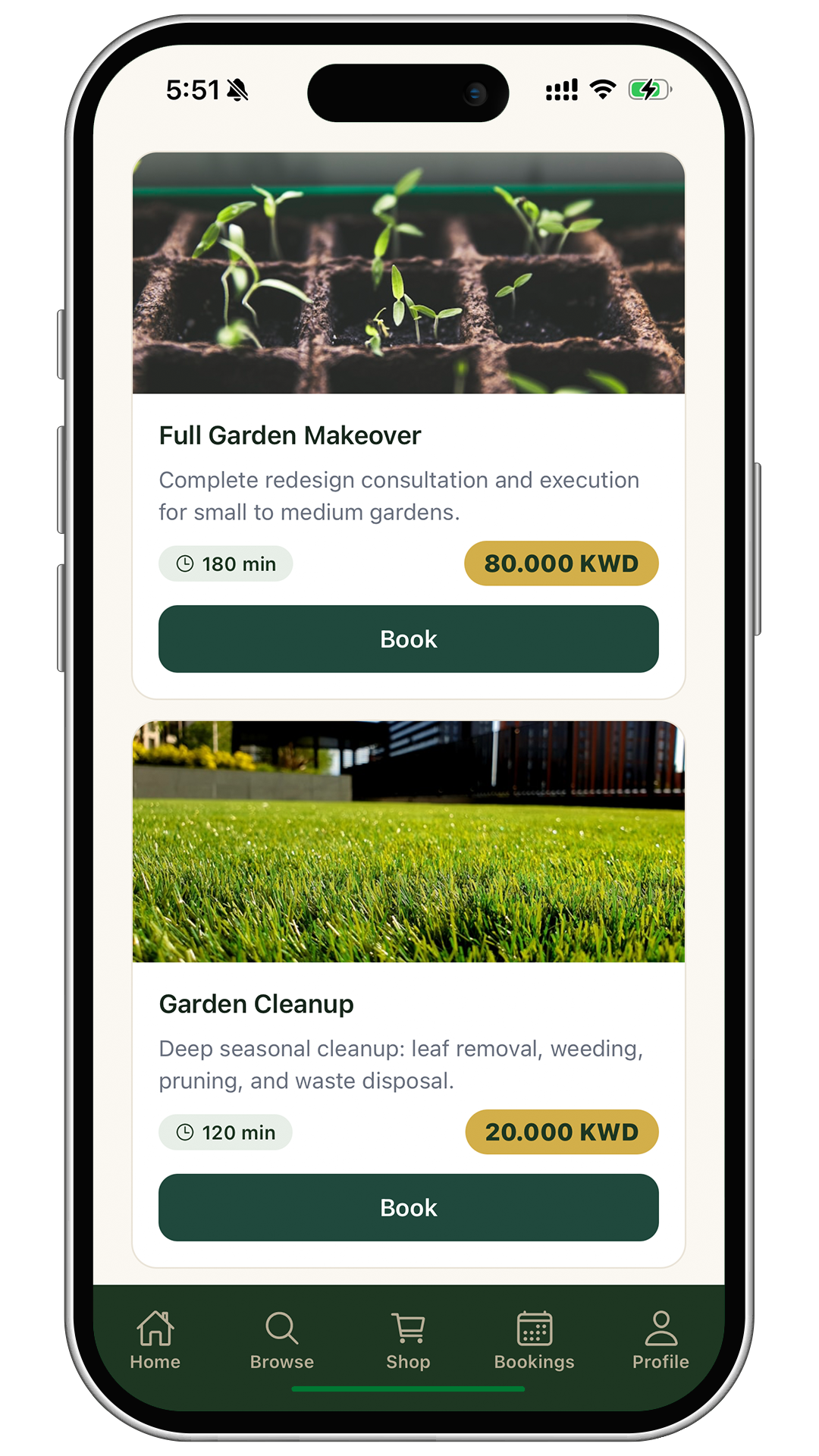Booking a gardening service in the GetWaha app